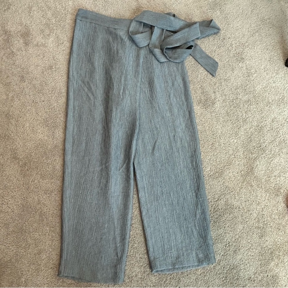 Zara gray silver wrap sarong pants ankle length flowy classy chic Sz S NWOT